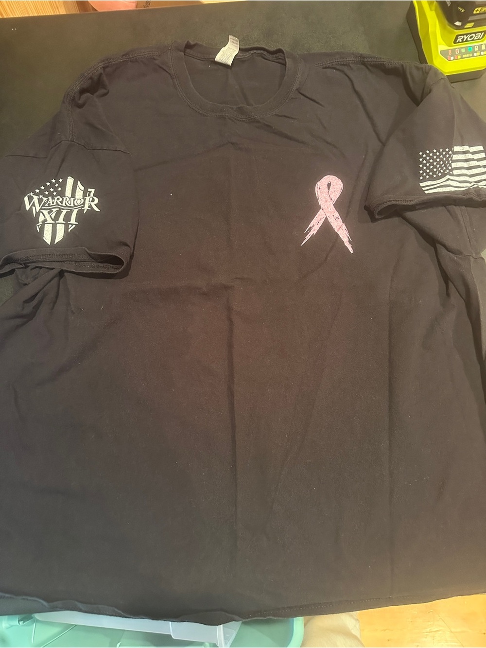 4X WarriorXII tee for breast cancer with Pink Ribbon